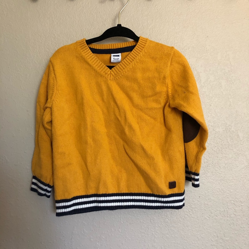 18-24m mustard with navy stripe sweater